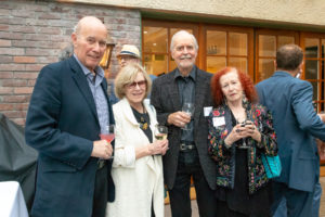 USC Professor Leo Braudy and wife, artist Dorothy McGahee Braudy, mingling with author and Coriolis client Brian Finney and his wife, future Coriolis client and photographer J.K. Lavin at the LARB Luminary Dinner, Coriolis client event