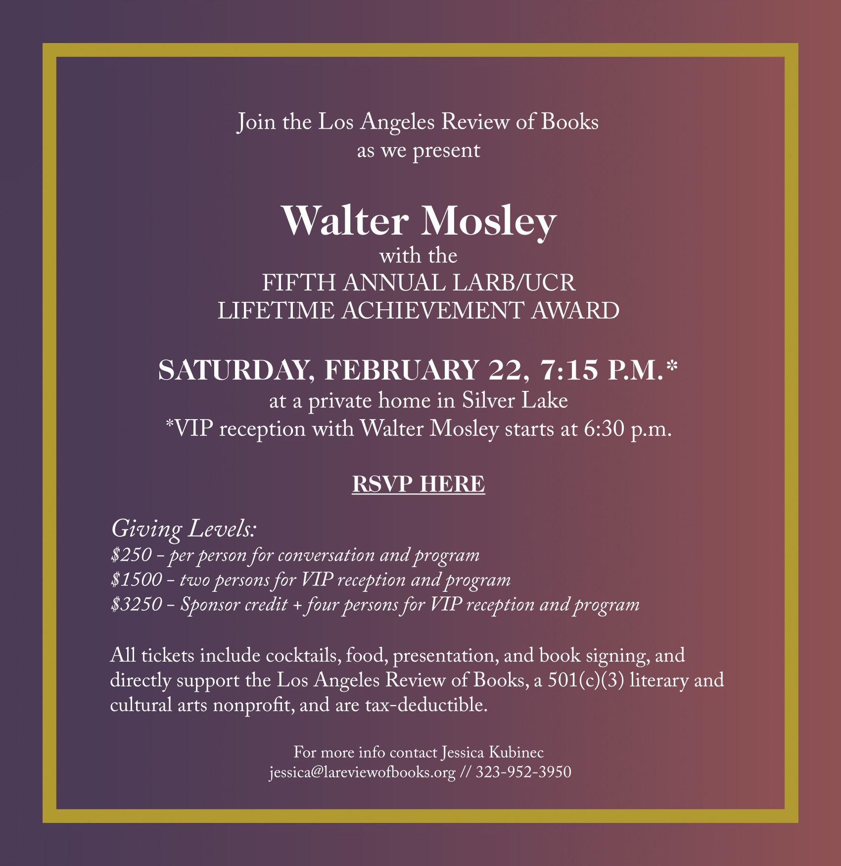 LARB presents Walter Mosley invitation