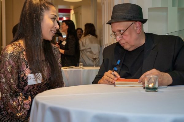 Nanda Dyssou and Walter Mosley during an event