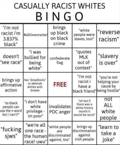 Racist bingo