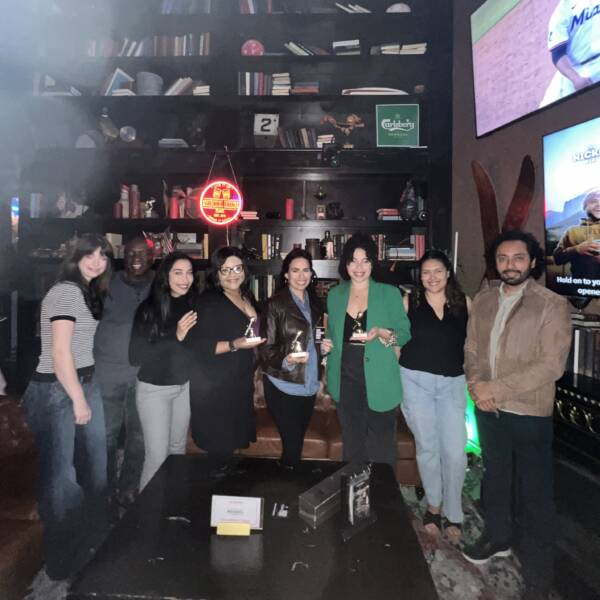 Coriolis Clients Donna J. Nicol, Laura Chávez-Moreno, and Brittany Friedman and guests at the Brains Uncorked Inaugural Night on April 2025